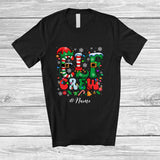 MacnyStore - Personalized Custom Name Elf Crew; Humorous Christmas Lights Elf Costume Pajamas; Family T-Shirt