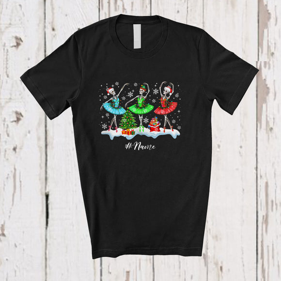 MacnyStore - Personalized Custom Name Three Dancing Skeleton; Amusing Christmas Women Dancer T-Shirt
