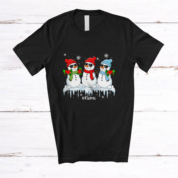 MacnyStore - Personalized Custom Name Three Snowman Social Worker Collection; Lovely Christmas Proud Jobs T-Shirt