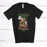 MacnyStore - Personalized Custom Name Santa Snowman Go Hunting; Humorous Christmas Sweater Santa Hunter T-Shirt