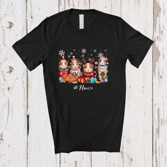 MacnyStore - Personalized Custom Name Four X-mas Guinea Pig In Coffee Collection; Lovely Christmas Family T-Shirt