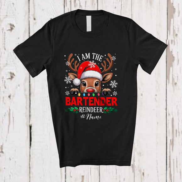 MacnyStore - Personalized Custom Name I Am The Bartender Reindeer; Lovely Christmas Jobs Proud X-mas T-Shirt