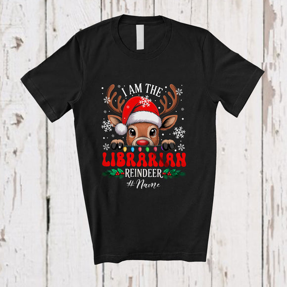 MacnyStore - Personalized Custom Name I Am The Librarian Reindeer; Lovely Christmas Jobs Proud X-mas T-Shirt
