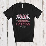 MacnyStore - Personalized Custom Name Merry Catmas; Lovely Christmas Pink Leopard Four Santa Cat Owner T-Shirt