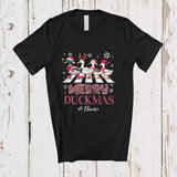 MacnyStore - Personalized Custom Name Merry Duckmas; Lovely Christmas Pink Leopard Four Ducks Farmer T-Shirt