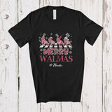 MacnyStore - Personalized Custom Name Merry Walmas; Lovely Christmas Pink Leopard Four Santa Walrus T-Shirt