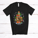 MacnyStore - Personalized Custom Name Librarian Tools Christmas Tree; Amazing X-mas Lights Snow Proud Jobs T-Shirt