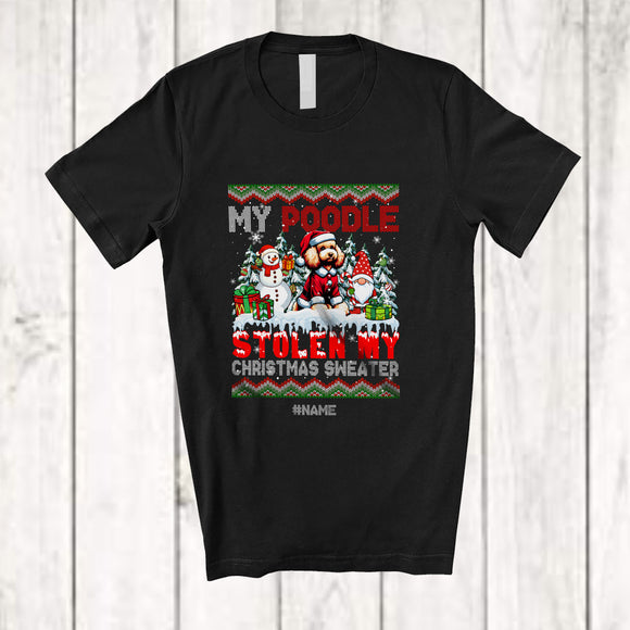 MacnyStore - Personalized Custom Name Poodle Stolen My Christmas Sweater; Lovely X-mas Santa Gnome T-Shirt