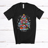 MacnyStore - Personalized Custom Name Fire Truck Santa Christmas Tree; Joyful Firefighter Driver; Boys Family T-Shirt