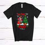 MacnyStore - Personalized Custom Name Too Cool For Santa; Merry Christmas Reindeer Sunglasses Drink Coffee T-Shirt