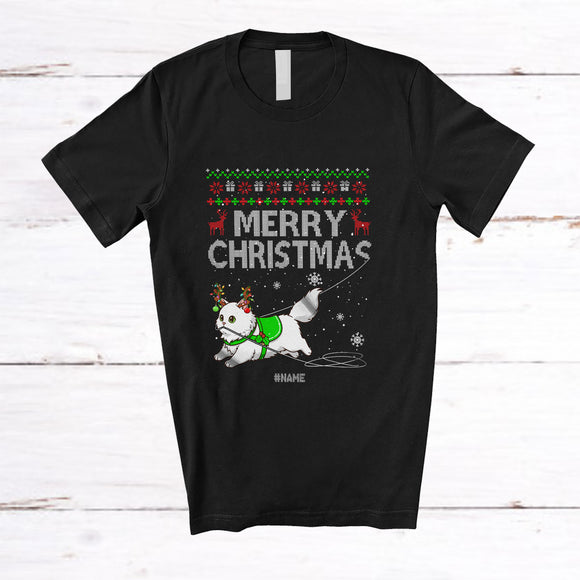 MacnyStore - Personalized Custom Name Merry Christmas; Joyful Sweater Cat Knitting Crochet Damage T-Shirt
