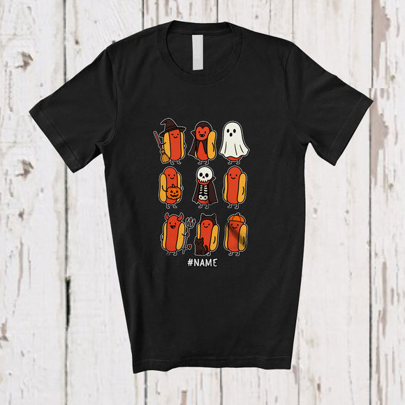 MacnyStore - Personalized Custom Name Hot Dog Cosplay Boo Witch; Lovely Halloween Food Lover T-Shirt
