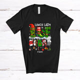 MacnyStore - Personalized Custom Name Lunch Lady Elf Squad; Amazing Christmas Plaid Elf; Proud Jobs T-Shirt