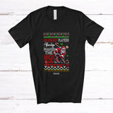 MacnyStore - Personalized Custom Name Ice Hockey Players Make Nice Lists; Amusing Christmas Sweater Santa T-Shirt