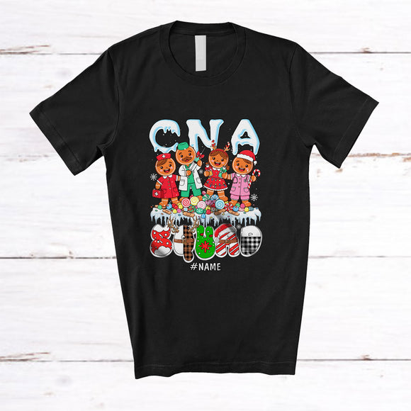 MacnyStore - Personalized Custom Name CNA Squad; Humorous Christmas Gingerbread Nurse Doctor Medical T-Shirt