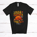 MacnyStore - Personalized Custom Name Cluck Around; Humorous Thanksgiving Dinner Roast Turkey T-Shirt