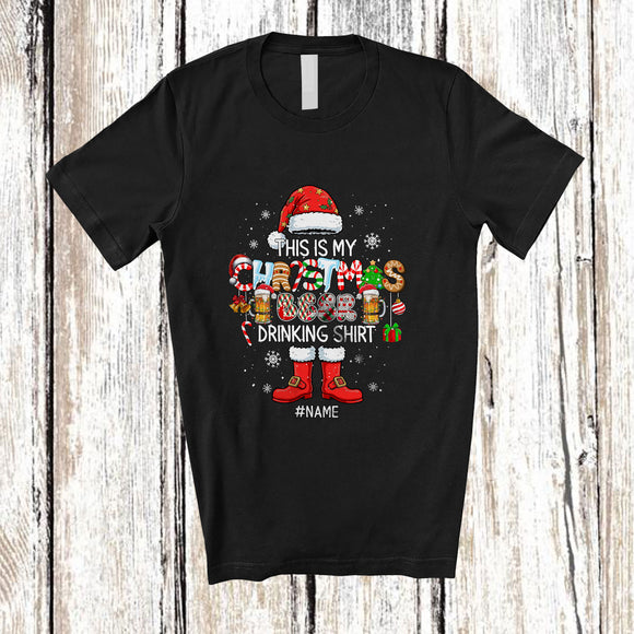 MacnyStore - Personalized Custom Name My Christmas Beer Drinking Shirt; Amazing Santa Cookie Drunker T-Shirt
