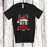 MacnyStore - Personalized Custom Name His Doe; Humorous Christmas Lights Santa Reindeer Horns; Couple T-Shirt
