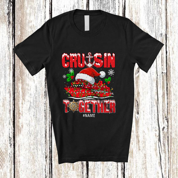 MacnyStore - Personalized Custom Name Cruisin Together; Joyful Christmas Santa Red Cruise Captain; Family T-Shirt
