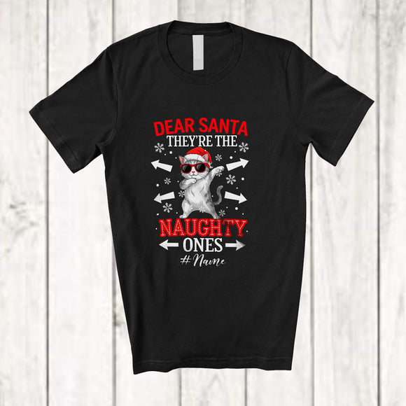 MacnyStore - Personalized Custom Name They're The Naughty Ones; Joyful Christmas Dabbing Santa Cat T-Shirt