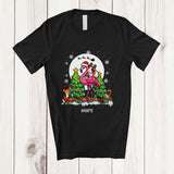 MacnyStore - Personalized Custom Name Guinea Pig Riding Flamingo As Reindeer; Lovely Christmas Tree Animal T-Shirt