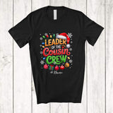 MacnyStore - Personalized Custom Name Leader Of The Cousin Crew; Lovely Christmas Lights Snow Santa; Family T-Shirt