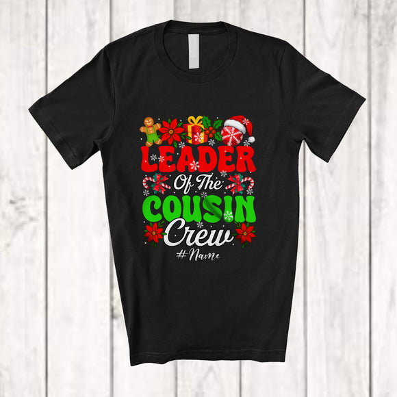 MacnyStore - Personalized Custom Name Leader Of The Cousin Crew; Lovely Christmas Gingerbread Santa; Family T-Shirt