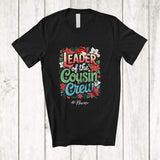 MacnyStore - Personalized Custom Name Leader Of The Cousin Crew; Lovely Christmas Flower Santa; Family T-Shirt