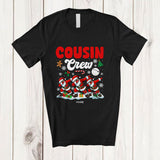 MacnyStore - Personalized Custom Name Cousin Crew; Cheerful Christmas Snow Three Dabbing Santa; Family T-Shirt