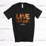 MacnyStore - Personalized Custom Name Love Fall Y'All; Awesome Thanksgiving Plaid Autumn Pilgrim Boy Farmer T-Shirt