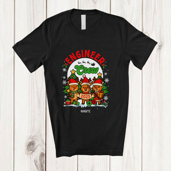 MacnyStore - Personalized Custom Name Engineer Crew 2025; Amazing Christmas Three Reindeers; Family T-Shirt