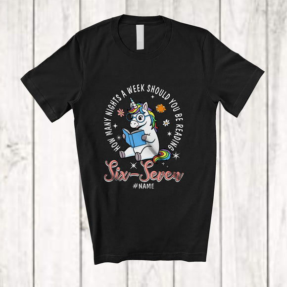 MacnyStore - Personalized Custom Name How Many Night A Week Reading; Lovely 67 Unicorn; Librarian Teacher T-Shirt