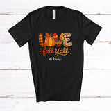 MacnyStore - Personalized Custom Name Love Fall Y'All; Awesome Thanksgiving Plaid Autumn Pumpkin Farmer T-Shirt