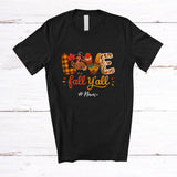 MacnyStore - Personalized Custom Name Love Fall Y'All; Awesome Thanksgiving Plaid Autumn Turkey Farmer T-Shirt