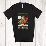 MacnyStore - Personalized Custom Name Santa Bulldog Riding T-Rex; Awesome Christmas Sweater Animal T-Shirt