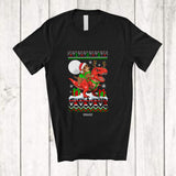 MacnyStore - Personalized Custom Name Santa Dachshund Riding T-Rex; Awesome Christmas Sweater Animal T-Shirt