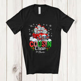 MacnyStore - Personalized Custom Name Cousin Crew; Lovely Christmas Santa Cat On Pickup Truck; Family T-Shirt