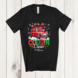 MacnyStore - Personalized Custom Name Cousin Crew; Lovely Christmas Flamingo On Pickup Truck; Family T-Shirt
