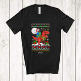 MacnyStore - Personalized Custom Name Santa Parrot Riding T-Rex; Awesome Christmas Sweater Animal T-Shirt