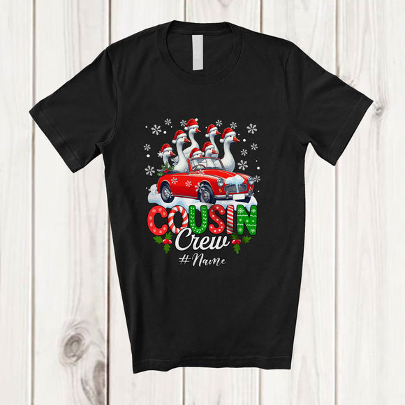 MacnyStore - Personalized Custom Name Cousin Crew; Lovely Christmas Goose On Pickup Truck; Farmer Family T-Shirt