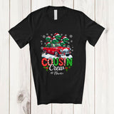 MacnyStore - Personalized Custom Name Cousin Crew; Lovely Christmas T-Rex On Pickup Truck; Family T-Shirt