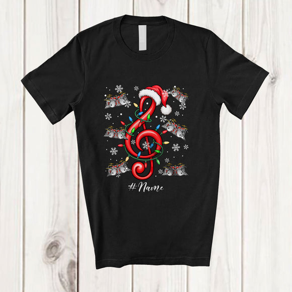 MacnyStore - Personalized Custom Name Santa Music Drum Set; Joyful Christmas Lights Musical Instruments Player T-Shirt