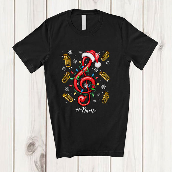 MacnyStore - Personalized Custom Name Santa Music Tuba; Joyful Christmas Lights Musical Instruments Player T-Shirt
