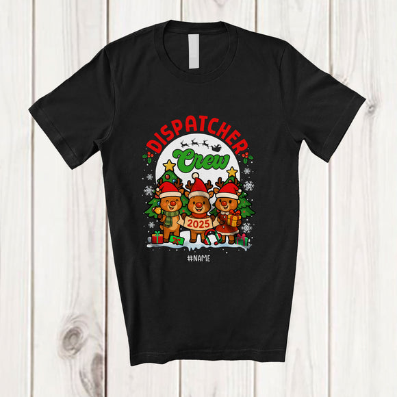 MacnyStore - Personalized Custom Name Dispatcher Crew 2025; Amazing Christmas Three Reindeers; Family T-Shirt
