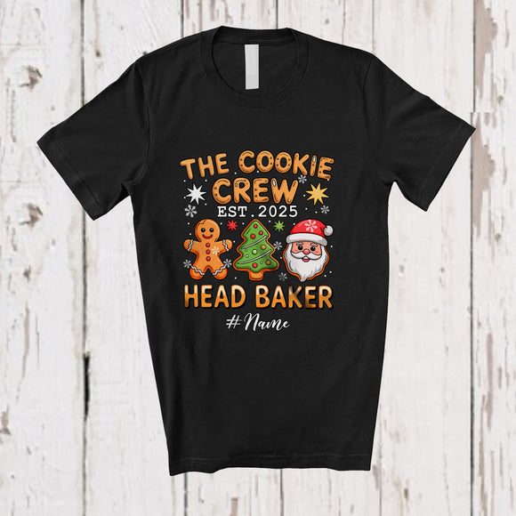 MacnyStore - Personalized Custom Name Cookie Crew Head Baker Est 2025; Awesome Christmas Baking Baker T-Shirt