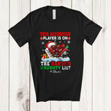 MacnyStore - Personalized Custom Name Accordion Player Team On Naughty List; Joyful Christmas Musician Snowman T-Shirt