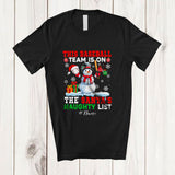 MacnyStore - Personalized Custom Name Baseball Team On Naughty List; Joyful Christmas Player Snowman T-Shirt