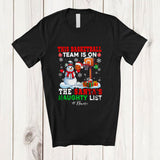 MacnyStore - Personalized Custom Name Basketball Team On Naughty List; Joyful Christmas Player Snowman T-Shirt