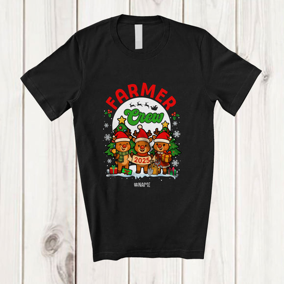 MacnyStore - Personalized Custom Name Farmer Crew 2025; Amazing Christmas Three Reindeers; Family T-Shirt