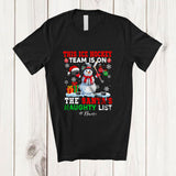 MacnyStore - Personalized Custom Name Ice Hockey Team On Naughty List; Joyful Christmas Player Snowman T-Shirt